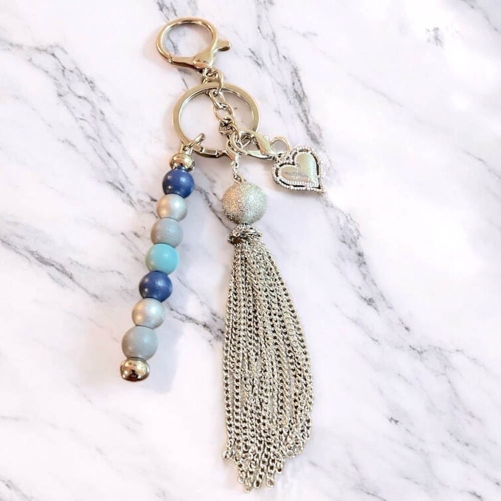 Silver and Blue Detachable Keychain